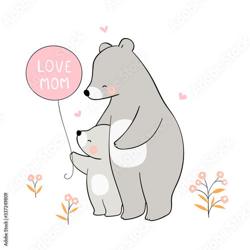 Draw mom bear and baby For mother'day.