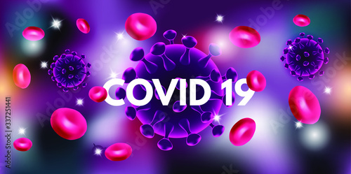 Background Elegant purple color about the Coronavirus outbreak. COVID-19 Corona virus outbreak and Pandemic medical health risk concept