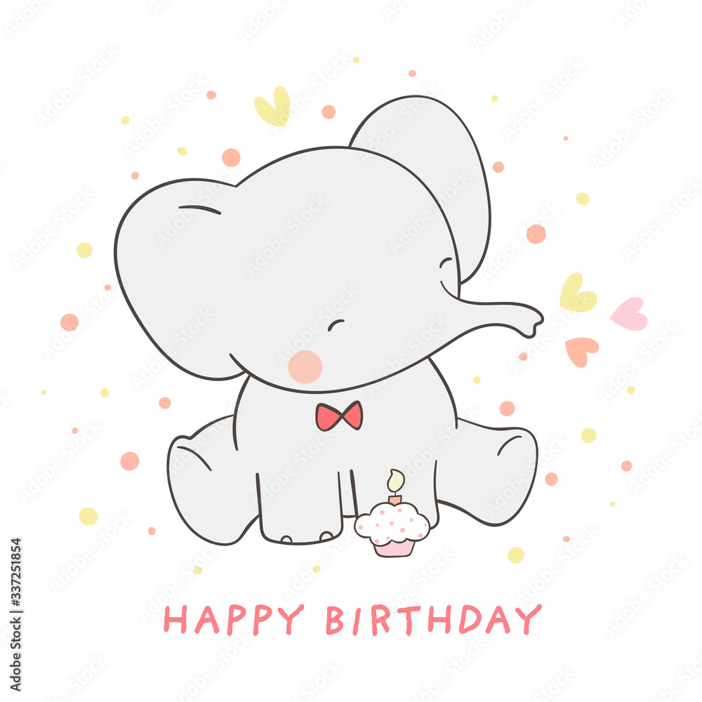 Cute Elephant Clipart Birthday