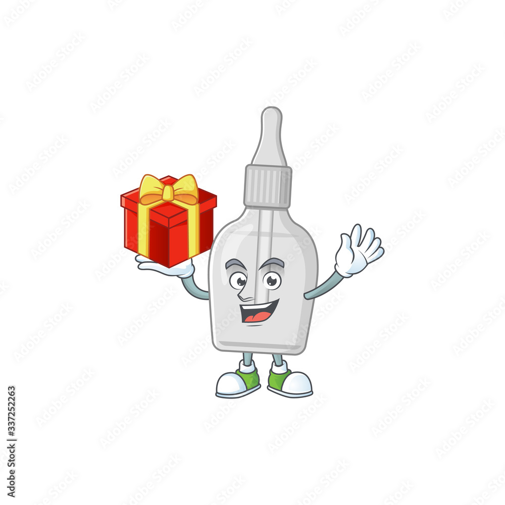 Charming bottle with pipette mascot design has a red box of gift Charming bottle with pipette mascot design has a red box of gift