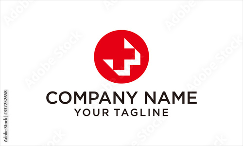 NEGATIVE SPACE PLUS IN CIRCLE FROM MEDICAL PHARMACY LOGO DESIGN CONCEPT