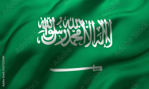Billede på lærred Flag of Saudi Arabia blowing in the wind