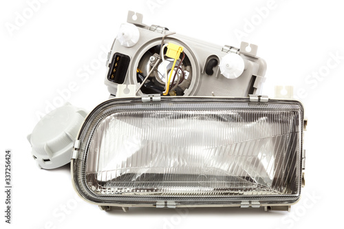 Car lights isolated on the white background