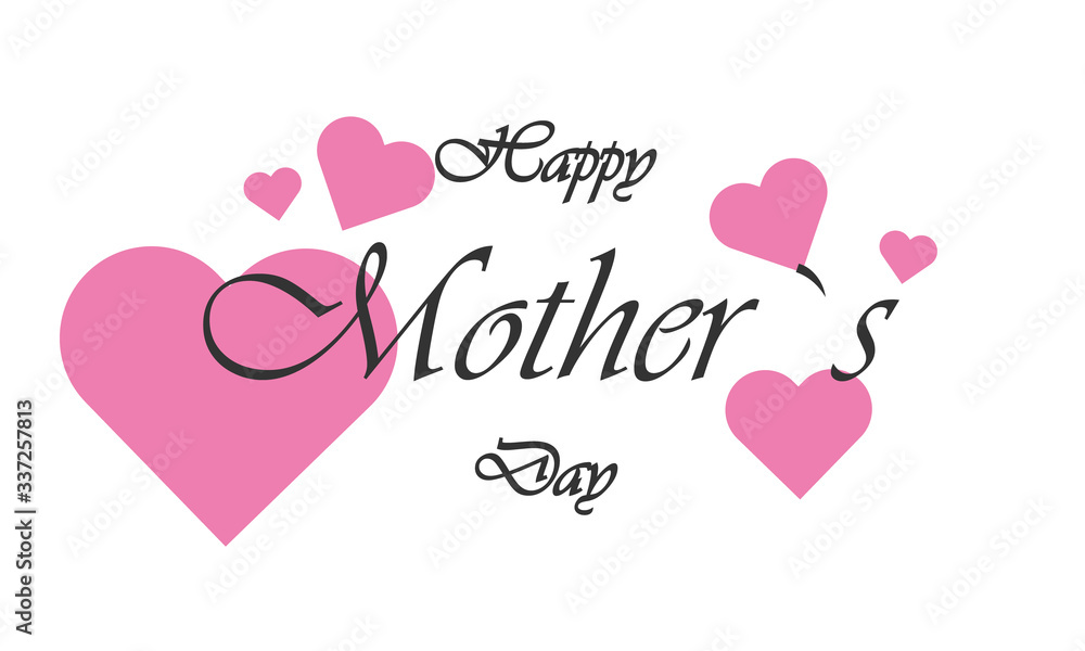 Pink hearts for happy mothers day, vector art illustration.