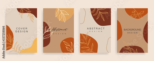Social media banner template. Editable mockup for stories, post, blog, sale and promotion. Abstract earth tone coloured shapes, line arts background design for personal, fashion and beauty blogger.