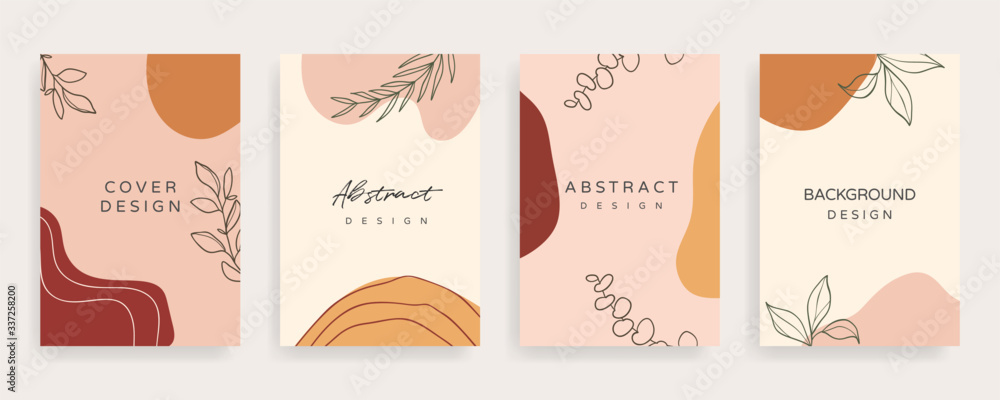 Naklejka premium Social media banner template. Editable mockup for stories, post, blog, sale and promotion. Abstract earth tone coloured shapes, line arts background design for personal, fashion and beauty blogger.