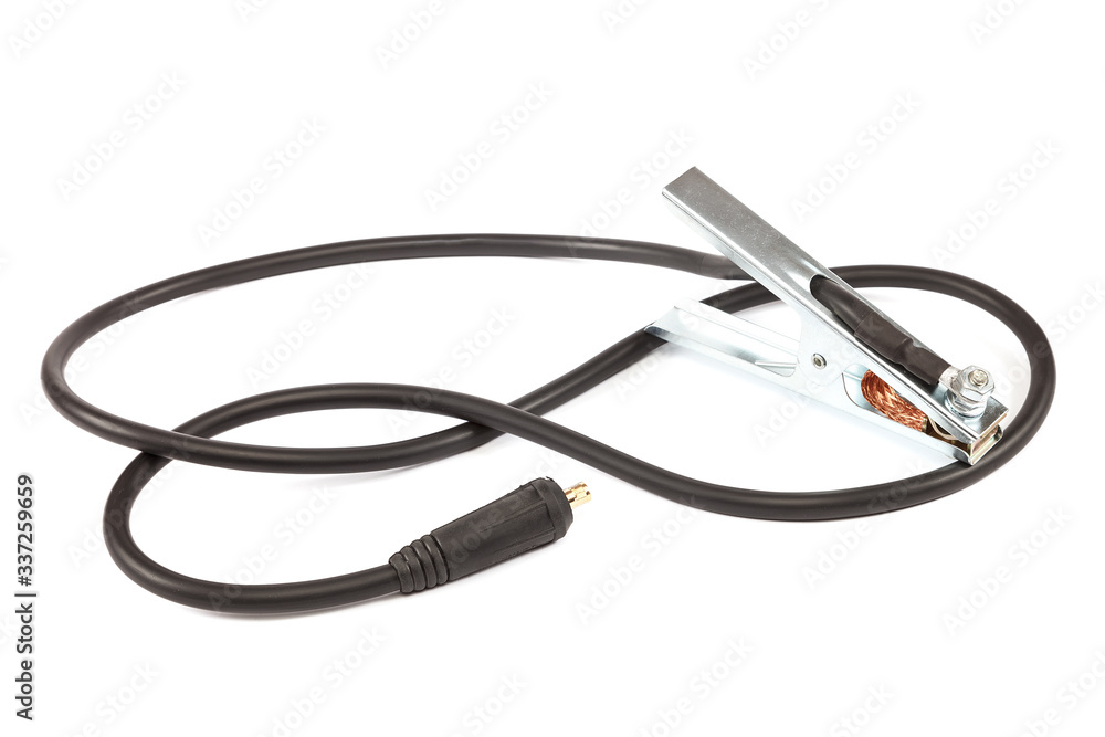 Fototapeta premium Welding machine wires isolated on white background