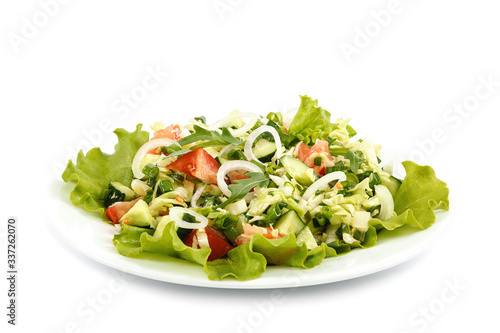Fresh vegetable salad isolated on a white background