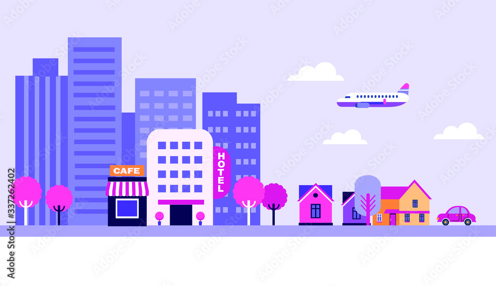 Obraz premium vector flat style illustration of city