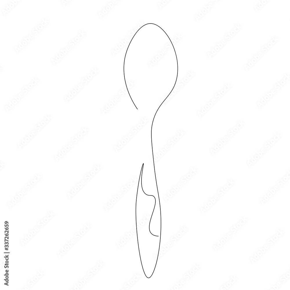 Spoon silhouette line drawing on white background. Vector illustration Spoon silhouette line drawing on white background. Vector illustration