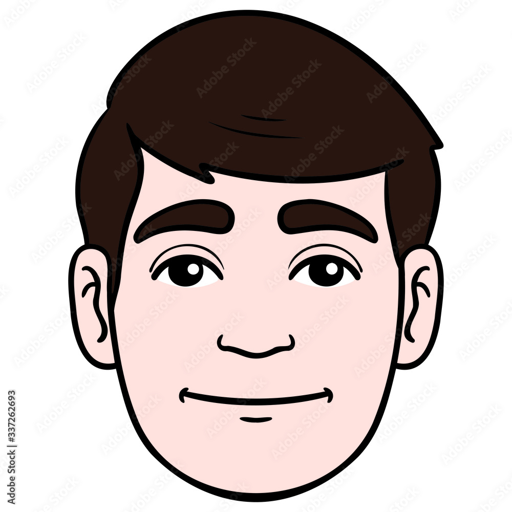 male head with brown hair and friendly facial expression. avatar, illustration, comic. male head with brown hair and friendly facial expression. avatar, illustration, comic.