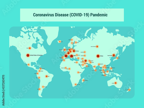 corona virus covid-19 world maps global pandemic spot with modern flat style