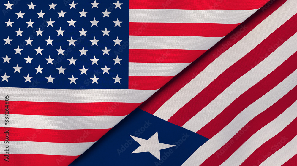 The flags of United States and Liberia. News, reportage, business background. 3d illustration The flags of United States and Liberia. News, reportage, business background. 3d illustration