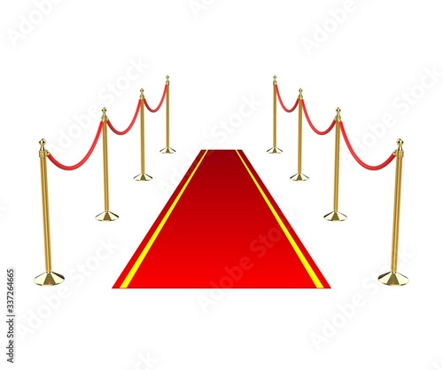 Red carpet entrance. 3D illustration.