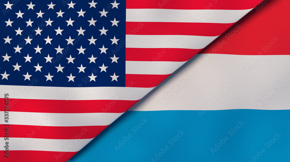 The flags of United States and Luxembourg. News, reportage, business background. 3d illustration The flags of United States and Luxembourg. News, reportage, business background. 3d illustration