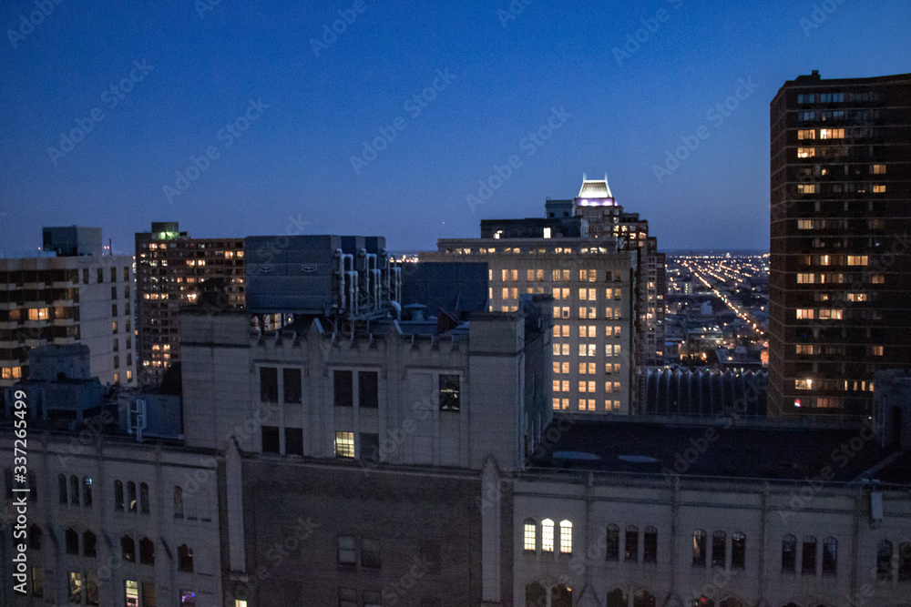 Fototapeta premium Buildings in Philadelphia, streets during clear night