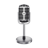 Vintage silver microphone isolated on white background, 3d render