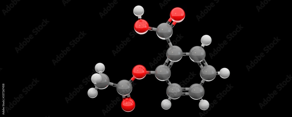 3d glass chemical structure of aspirin molecule 3d glass chemical structure of aspirin molecule