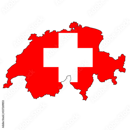 Switzerland map with color of their flag
