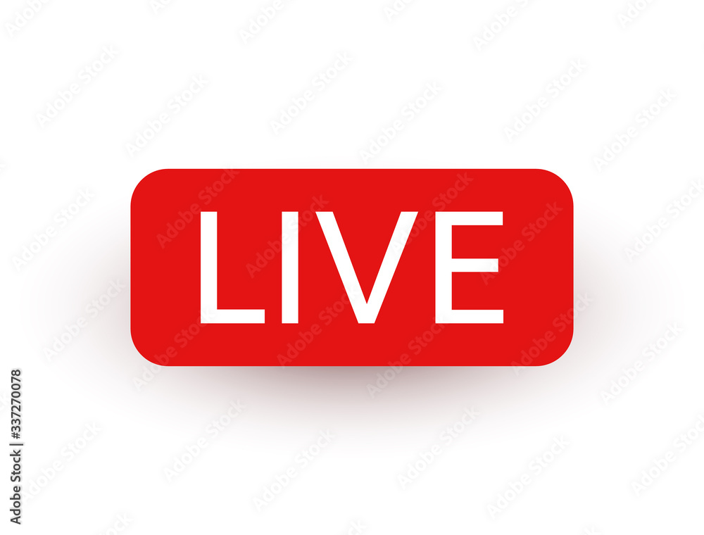Live icon. Live stream, video, news symbol on white background. Social media template. Broadcasting, online stream. Play button. Social network sign. Vector illustration Live icon. Live stream, video, news symbol on white background. Social media template. Broadcasting, online stream. Play button. Social network sign. Vector illustration