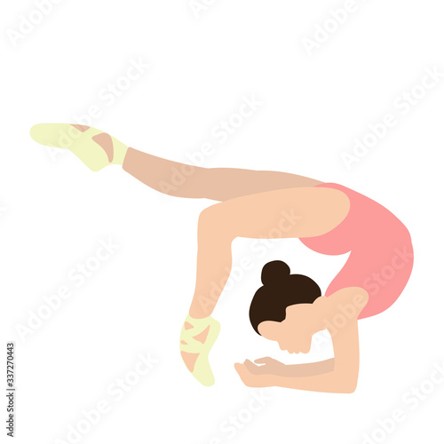 girl gymnast on a white background
