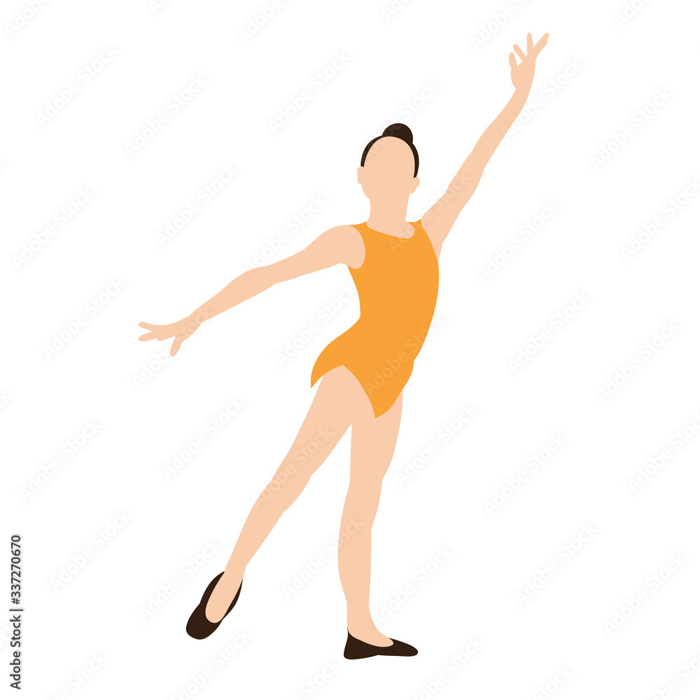 vector, isolated, in a flat style girl gymnast, stretching, acrobatics