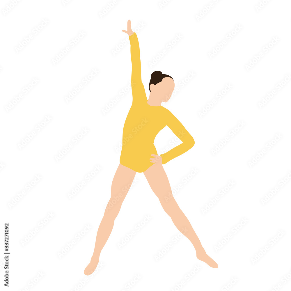 isolated, in a flat style girl gymnast, acrobatics isolated, in a flat style girl gymnast, acrobatics