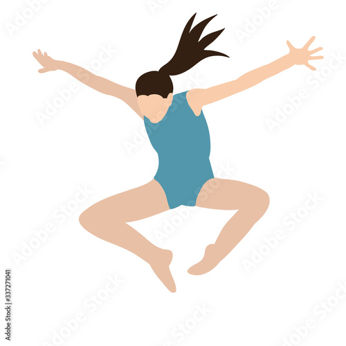  flat style girl gymnast jumping, performance