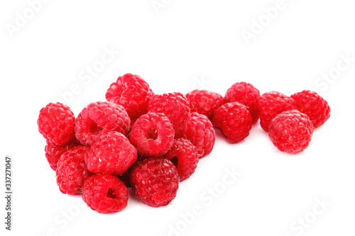 Fresh raspberry fruit isolated on a white background