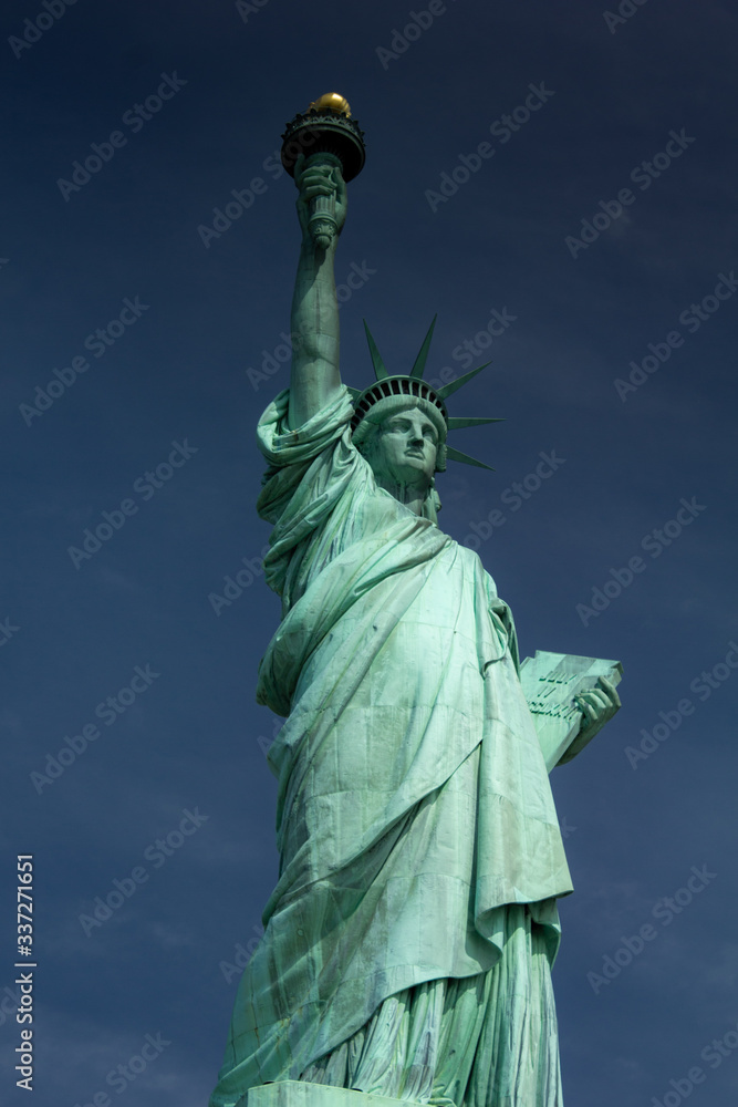 Fototapeta premium Ellis Island during clear day with Statue of Liberty