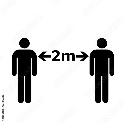 Simple image that symbolize the measure of the physical distance to keep to avoid the covid-19 contagion during the 2020 coronavirus pandemic  2 meters .