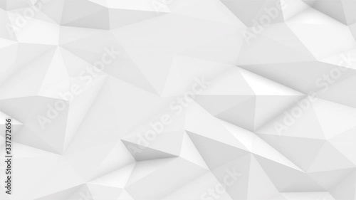 Abstract polygonal geometric surface animation. Clean soft low poly motion white grey background. Seamless loop 4K FullHD