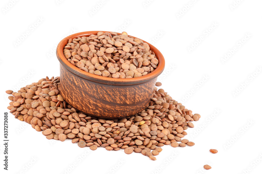 Lentil kernels isolated on a white background Lentil kernels isolated on a white background