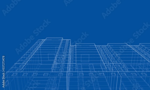 Vector wire-frame model of a multi-storey building