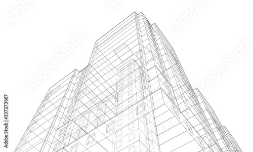 Vector wire-frame model of a multi-storey building