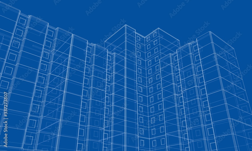 Vector wire-frame model of a multi-storey building