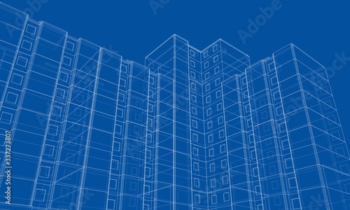 Vector wire-frame model of a multi-storey building