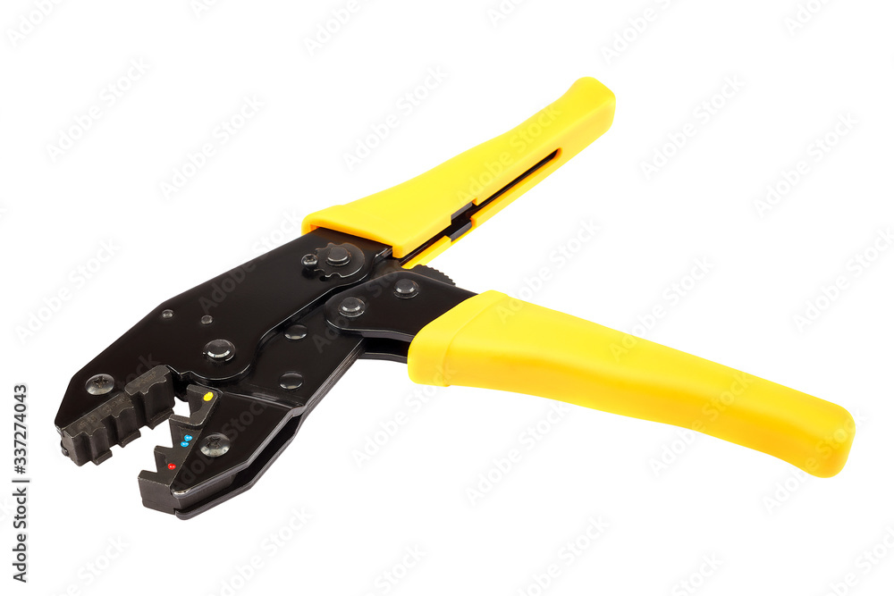 Fototapeta premium Tool for crimping electrical wires on white.