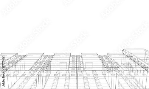 Vector wire-frame model of a multi-storey building