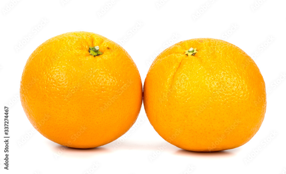 two oranges on a white background two oranges on a white background