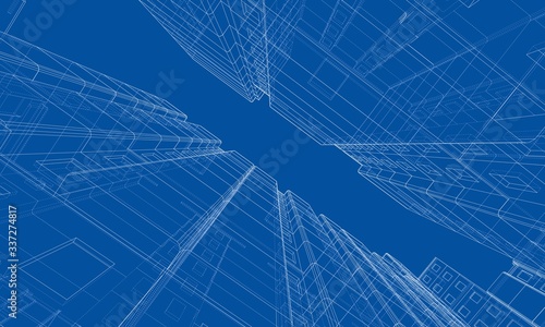 Vector wire-frame model of a multi-storey building