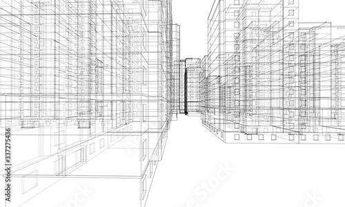 Vector wire-frame model of a multi-storey building