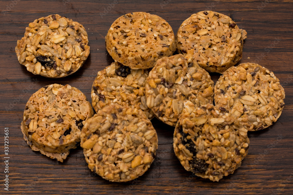 Close up of healthy shortbread oat cakes Close up of healthy shortbread oat cakes