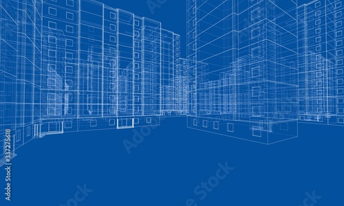 Vector wire-frame model of a multi-storey building