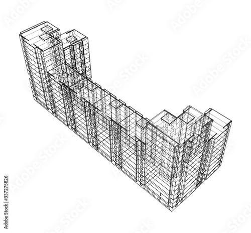 Vector wire-frame model of a multi-storey building