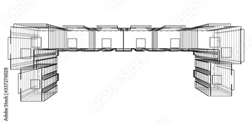 Vector wire-frame model of a multi-storey building