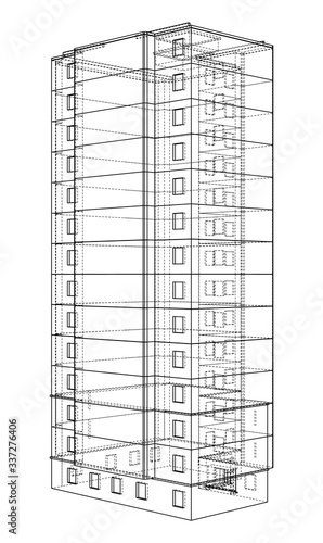 Vector wire-frame model of a multi-storey building