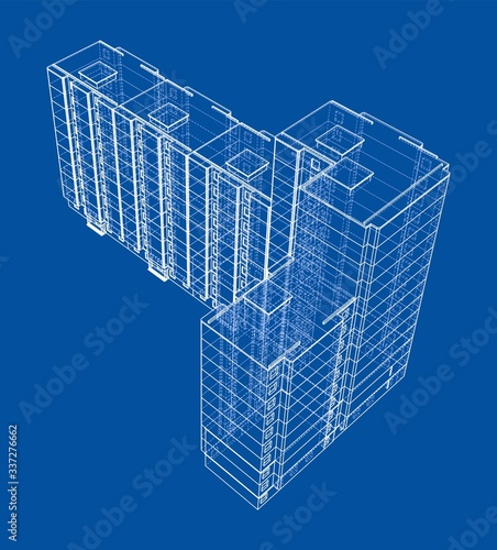 Vector wire-frame model of a multi-storey building