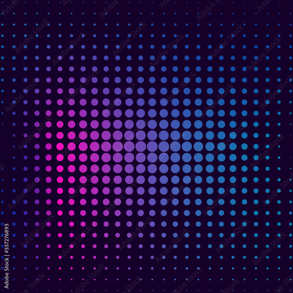 Halftone gradient pattern. Halftone dots colorful texture for your design. Abstract neon background. Vector illustration