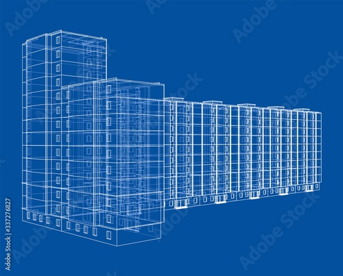 Vector wire-frame model of a multi-storey building